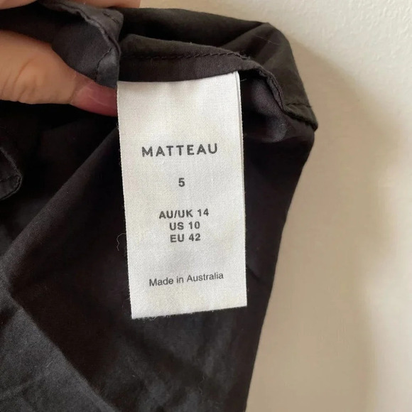 Matteau Tiered Maxi  Long Cotton Square Neck Sundress Black Sz 10 - Picture 9 of 10